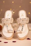 House Of Vian_Gold Embroidery Jashn Scallop Kolhapuri Wedges _Online_at_Aza_Fashions
