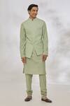 Buy Manish Nagdeo Green Cotton, Silk Mint Geometric Bundi And Kurta Set at Aza Fashions Buy_Manish Nagdeo_Green Cotton, Silk Mint Geometric Bundi And Kurta Set _at_Aza_Fashions