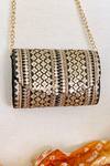 Buy_Essemm_Black Embroidered Aasma Sequin Clutch _at_Aza_Fashions