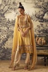 Buy_Kalista_Yellow Crepe, Georgette Embroidery, Cut Work, Asmee Printed Straight Kurta Set _at_Aza_Fashions