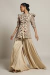 Buy_Sejal Kamdar_Beige Gajji Silk Embellished Cut Pipe Draped Jacket And Flared Pant Set  _at_Aza_Fashions