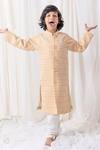 Buy_Chotibuti_Yellow Cotton Embroidery Thread Sherwani Set _at_Aza_Fashions