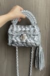 Shop_BIJIT_Silver Braided Metallic Sling Bag _at_Aza_Fashions