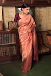 Buy_Priyanka Raajiv_Pink Banarasi Silk Floral Minakshi Woven Saree _at_Aza_Fashions