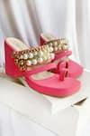 Buy_THE FROU FROU STUDIO_Pink Embellished Pearl Strap Block Heels _at_Aza_Fashions