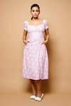 Buy_Ahi Clothing_Purple Cotton Floral Sweetheart Neck Print Dress _at_Aza_Fashions