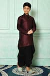 Buy_Arihant Rai Sinha_Wine Dupion Art Silk Straight Kurta And Dhoti Pant Set _at_Aza_Fashions