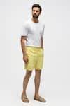 Buy_Terra Luna_Yellow 100% Organic Handloom Oxford Cotton Solid Scout Shorts _at_Aza_Fashions