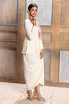 Buy_Monk & Mei_Cream Velvet Embroidered Chikankari Aaliyah Coat And Dhoti Skirt Set For Women_at_Aza_Fashions