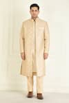 Buy_Priyanka Jain_Beige Vintage Embroidered Sherwani Kurta Set _at_Aza_Fashions