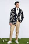 Buy_S&N by Shantnu Nikhil_Blue Poly Blend Embellished Sncc Patch Logos Jacket _at_Aza_Fashions