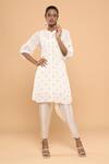 Buy_MAYU KOTHARI_White Satin Modal Hand Embroidered Jute Tassels Patiala Pant  _at_Aza_Fashions