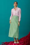 Buy_Latha Puttanna_Pink Silk Embroidered Floral Ruffle Neck Shirt  _at_Aza_Fashions