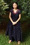 Buy_Baju_Blue Hand Embroidered Midi Dress _at_Aza_Fashions