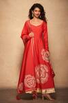 Buy_Gulabo by Abu Sandeep_Red 100% Pure Chanderi Silk Embellished Placement Patti Rose Pattern Dupatta_at_Aza_Fashions