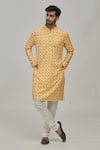 Buy_Arihant Rai Sinha_Yellow Kurta Soft Cotton Printed Diamond Set _at_Aza_Fashions