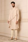 Buy_Tarun Tahiliani_Gold Kurta  Spun Silk Plain Asymmetric Layered Set _at_Aza_Fashions