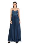 Buy_Rohit Gandhi + Rahul Khanna_Blue Tulle Scoop Neck Crater Corset Gown _at_Aza_Fashions