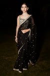 Buy_MATSYA_Black Silk And Organza Georgette The Royal Noir Saree With Blouse  _at_Aza_Fashions