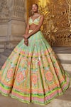 Buy_Seema Gujral_Green Net Embroidery Sequin Sweetheart Neck Neon Blouse Lehenga Set _at_Aza_Fashions