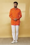 Shop_Mr. Ajay Kumar_Orange 100% Luxe Cotton Printed Floral Full Sleeved Shirt  _Online_at_Aza_Fashions