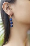 Shop_Do Taara_Blue Lace Cube Dangler Earrings _at_Aza_Fashions