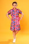 Buy Littlecheer Multi Color Viscose, Satin Butterfly Print Shirt Dress With Belt at Aza Fashions Buy_Littlecheer_Multi Color Viscose, Satin Butterfly Print Shirt Dress With Belt _at_Aza_Fashions