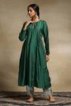 Buy_Weaver Story_Green Handwoven Pure Chanderi Zari Round Embroidered Kurta And Pant Set _at_Aza_Fashions