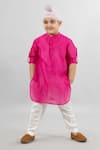 Buy_Darleen Kids Couture_Magenta Chanderi Hand Embroidered Mirror Collar Kurta _at_Aza_Fashions