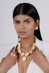 Buy_Osvag India_Gold Plated Diamonds, Stones Geometric Shaped Necklace Set _at_Aza_Fashions