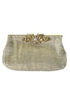 Buy_Kokommo_Silver Embellished Vicenza Embroidered Clutch _at_Aza_Fashions