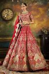 Buy_Pallavi Poddar_Red Silk, Tulle Embroidery, Applique Sweetheart New Tokyo Bridal Lehenga Set _at_Aza_Fashions