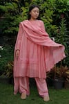 Buy_Baju_Pink Chanderi Cotton Silk Paneled Edge Dupatta _at_Aza_Fashions