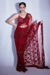 Buy Premya By Manishii Maroon Tulle Sequins, Embroidery Asymmetric Floristry Saree With Blouse at Aza Fashions Buy_Premya By Manishii_Maroon Tulle Sequins, Embroidery Asymmetric Floristry Saree With Blouse _at_Aza_Fashions