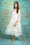 Buy_Jyoti Bansal_White Kota Doria Applique Round Neck Love Struck Midi Dress _at_Aza_Fashions