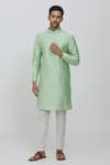 Buy_RNG Safawala_Green Slub Silk Embroidered Thread And Sequin Kurta Set _at_Aza_Fashions