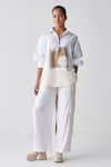 Buy_THREE_White Tencel Embroidered Fringes Detailed Cargo Pant _at_Aza_Fashions