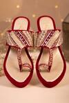 Shop House Of Vian Red Beads, Stones, Mirrors Sehar Embrodiered Wedges at Aza Fashions Shop_House Of Vian_Red Beads, Stones, Mirrors Sehar Embrodiered Wedges _at_Aza_Fashions