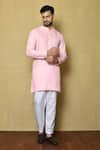 Buy_Aryavir Malhotra_Pink Cotton Silk Plain Solid Short Kurta Set _at_Aza_Fashions