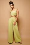Buy_AHI Clothing_Green Imported Plain Scoop Neck Corset Top And Wide Leg Pant Set _at_Aza_Fashions