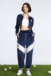 Buy_S&N by Shantnu Nikhil_Blue Velvet Joggers _at_Aza_Fashions