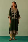 Buy_Angad Singh_Green Lining Crepe Embroidered Zardozi V Neck Choga And Pant Set _at_Aza_Fashions