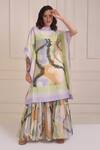 Buy_Shwetanga_Ivory Cotton Tassels Round Neck Abstract Print Organic Sharara Set _at_Aza_Fashions