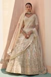 Buy_Angad Singh_Ivory Raw Silk Embroidery Zardozi Leaf Neck Cutdana Bridal Lehenga Set _at_Aza_Fashions