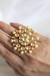 Buy_Nepra By Neha Goel_White Kundan Embellished Ring _at_Aza_Fashions