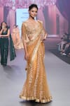 Buy Archana Kochhar Gold Net Cut Work, Sequins Floral And Lucknowi Embroidered Saree With Blouse at Aza Fashions Buy_Archana Kochhar_Gold Net Cut Work, Sequins Floral And Lucknowi Embroidered Saree With Blouse _at_Aza_Fashions