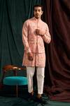 Buy_Project Bandi_Pink Cotton Embroidery Floral Printed Bundi And Kurta Set_at_Aza_Fashions