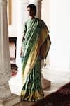 Buy_Archana Jaju_Green Saree Handloom Cotton Kanjeevaram And Blouse Hand Painted & With _at_Aza_Fashions