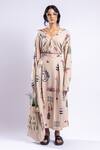Buy_Doodlage_Beige Cotton Lea Abstract Print Maxi Skirt_at_Aza_Fashions