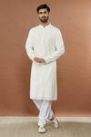 Buy_Aham-Vayam_Off White Cotton Sequins Nawaab Embroidered Kurta And Churidar Set_at_Aza_Fashions